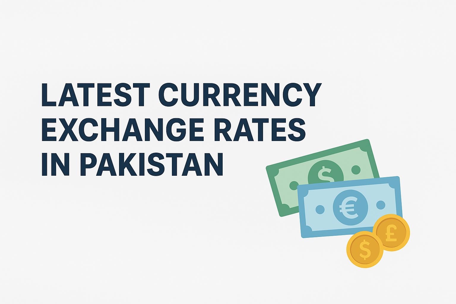 Currency exchange rates in Pakistan showing USD, EUR and GBP values